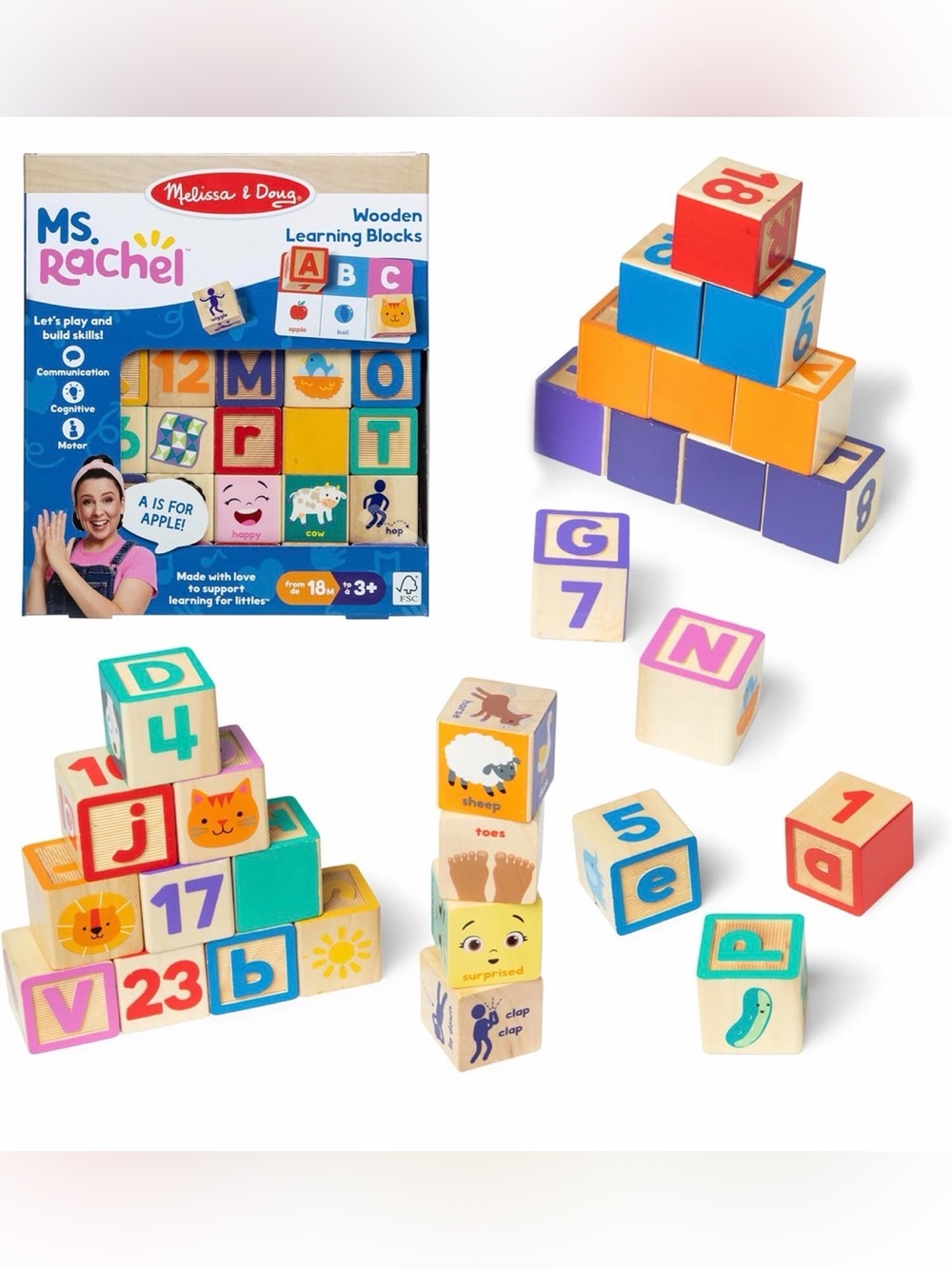 Melissa & Doug Ms. Rachel Wooden Learning Blocks